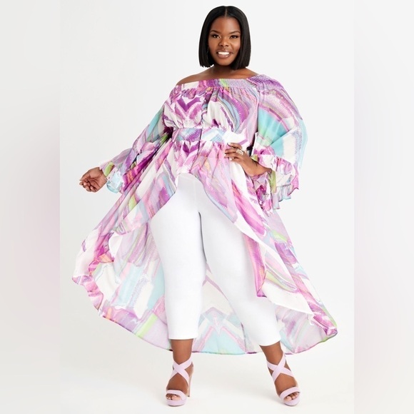 Ashley Stewart Watercolor Duster Top  size 18-20 - Picture 1 of 9